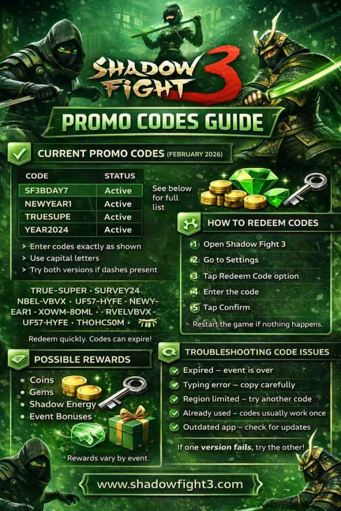 shadow fight 3 mod apk working promo codes all steps explained